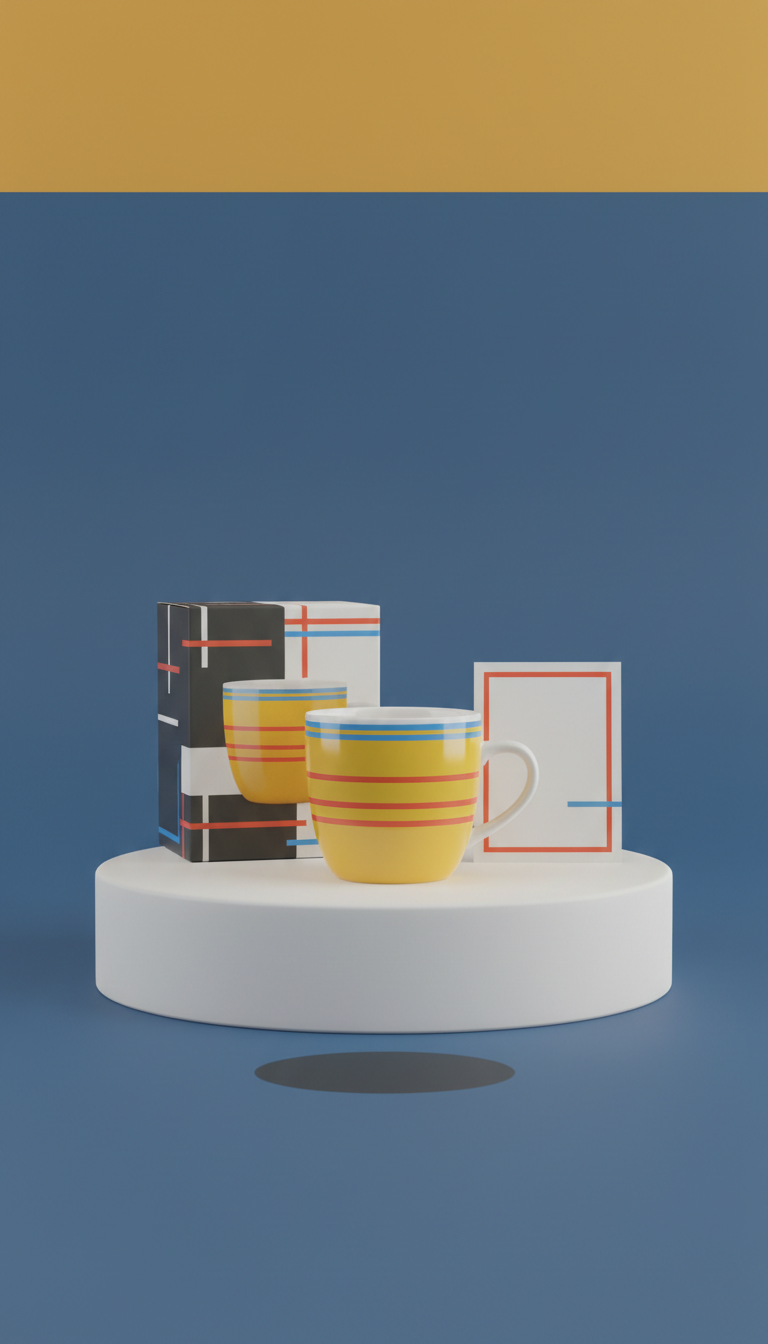 Sunbeam Yellow Lines Ceramic Cup