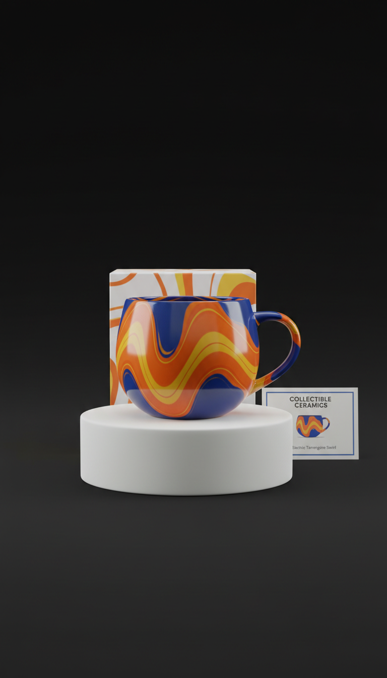 Electric Tangerine Swirl Ceramic Cup